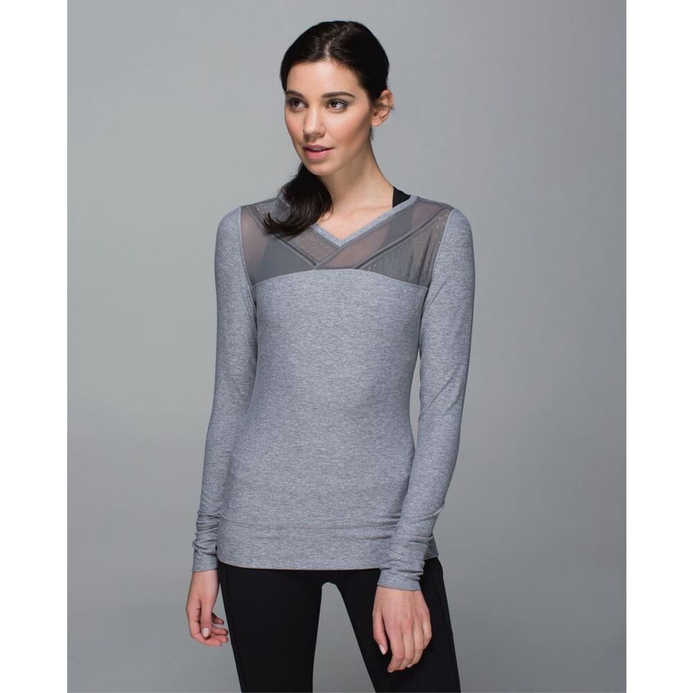 Lululemon Long Sleeve Top Just Breathe Atheltic Activewear Heathered‎ Slate Gray